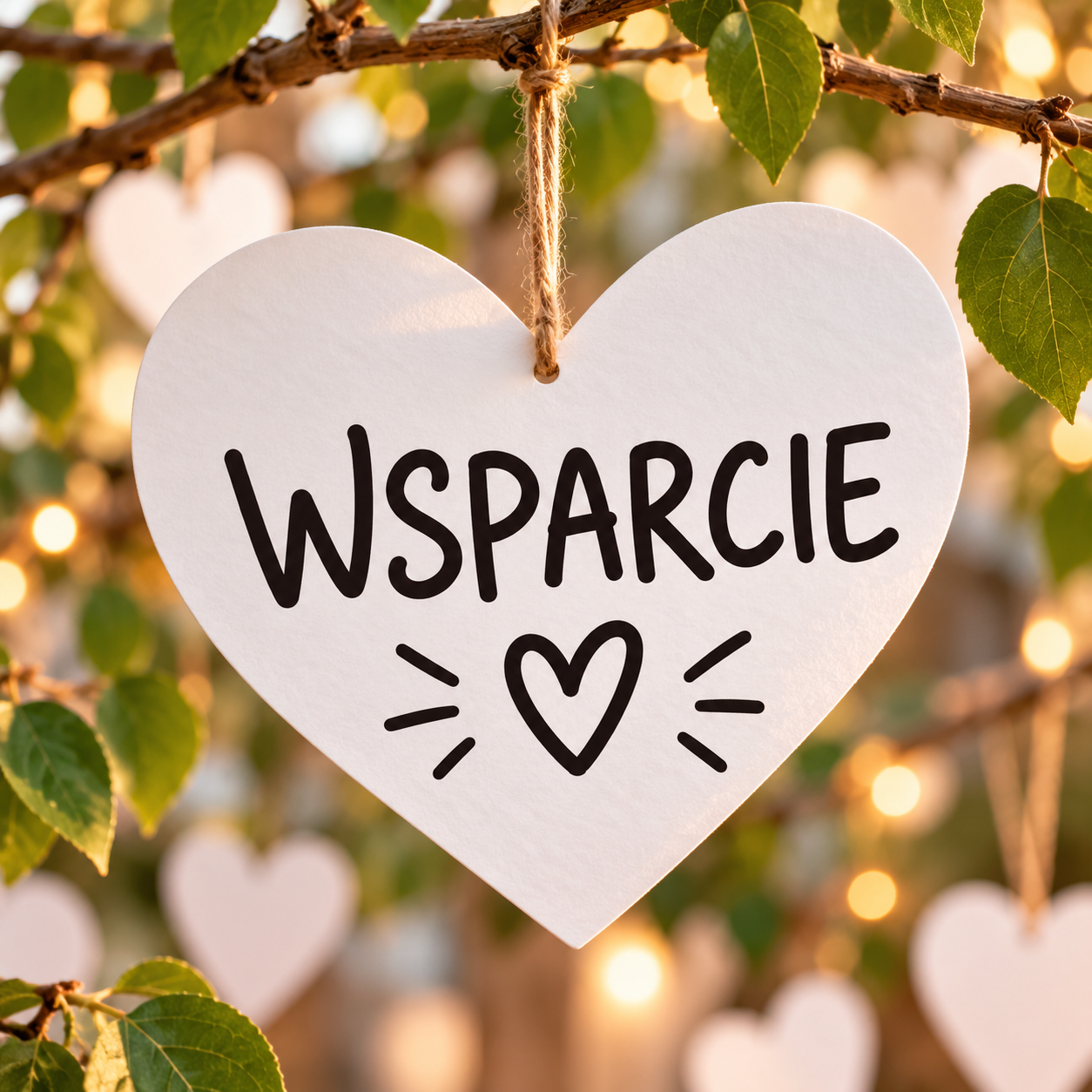 Papierowe serce wsparcia wśród liści